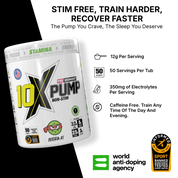 10X PUMP Stim free Pre-Workout 50 Scoops - 600g