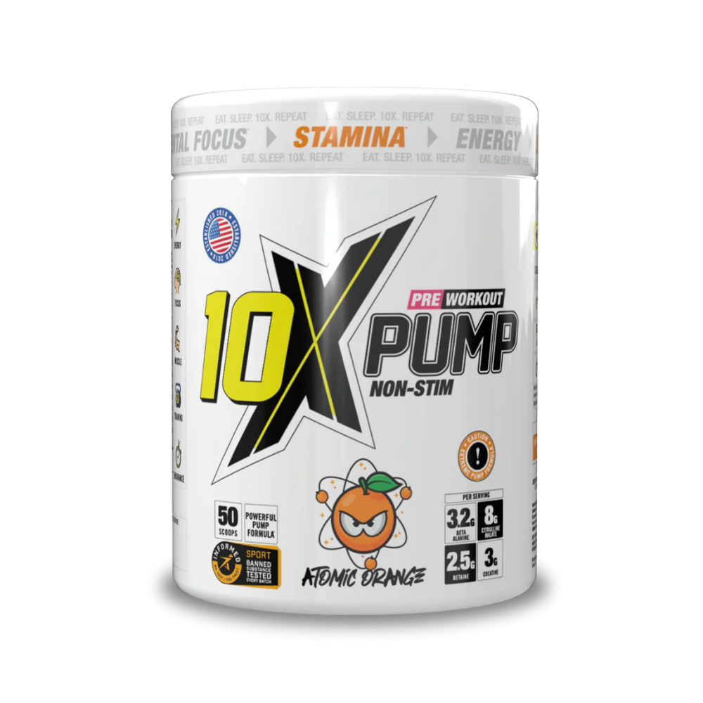 10X PUMP Stim free Pre-Workout 50 Scoops - 600g