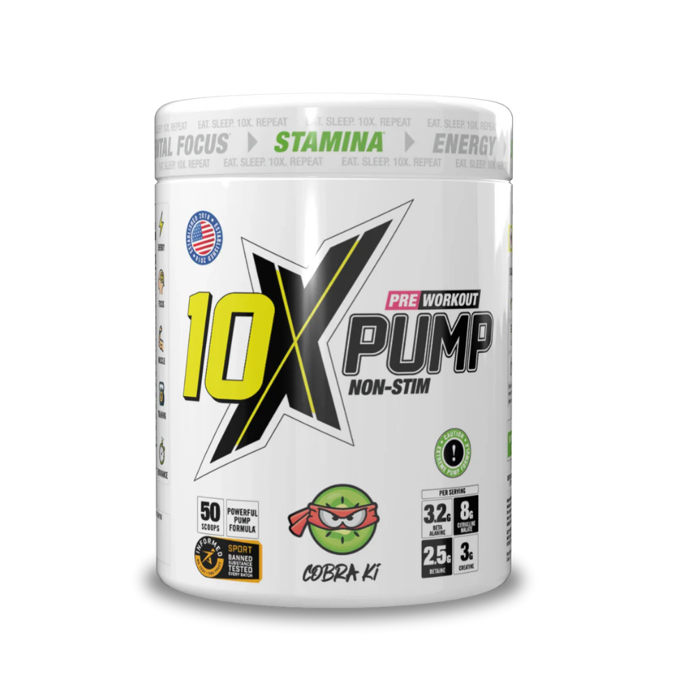 10X PUMP Stim free Pre-Workout 50 Scoops - 600g