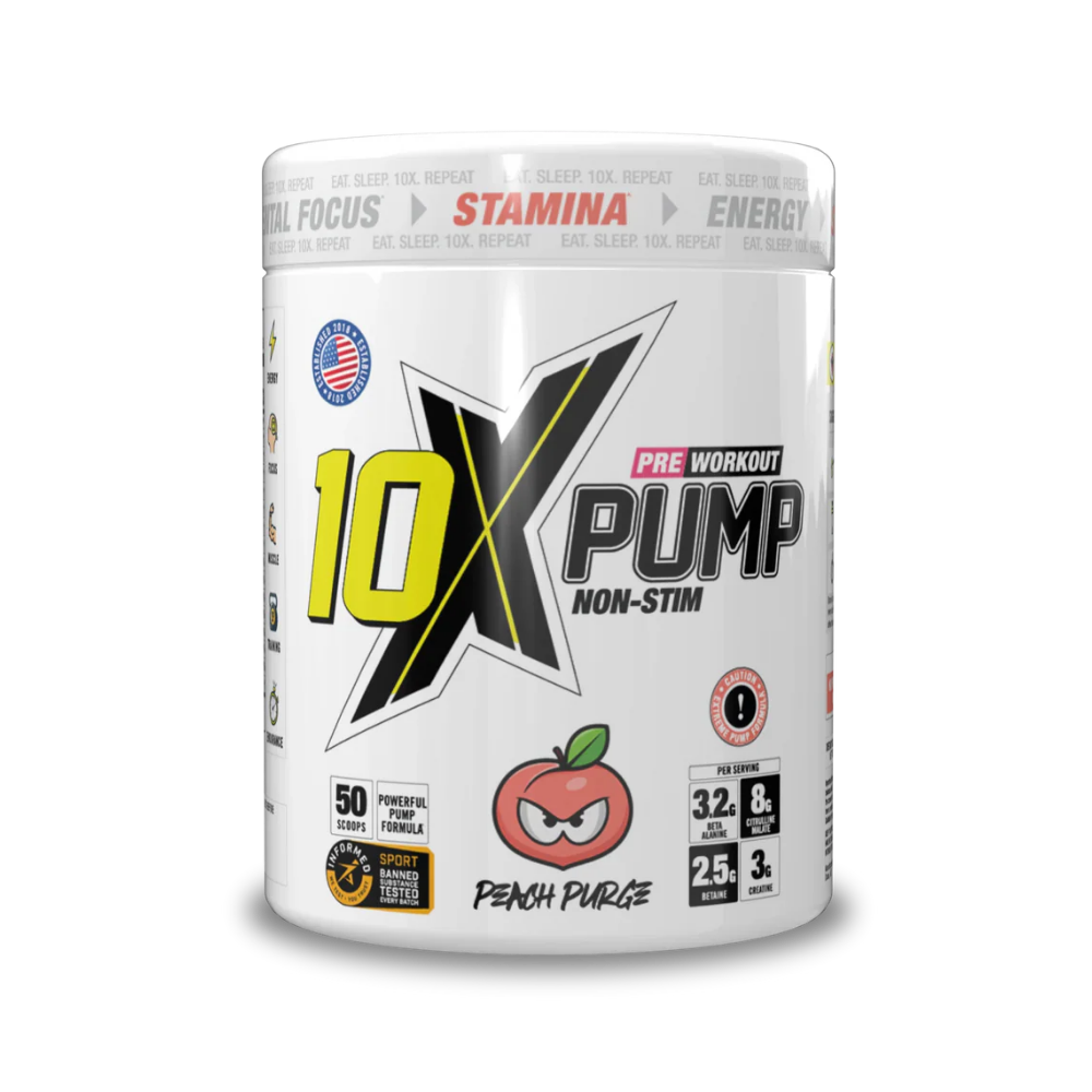 10X PUMP Stim free Pre-Workout 50 Scoops - 600g